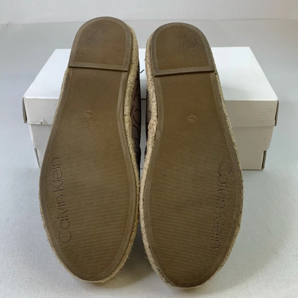 Calvin Klein Womens KC Popular Espadrille Natural Monogram Slip-On Shoes Sz 8.5M